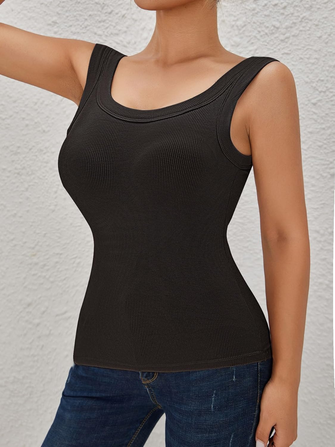 Womens Ribbed Tank Tops with Built in Bra
