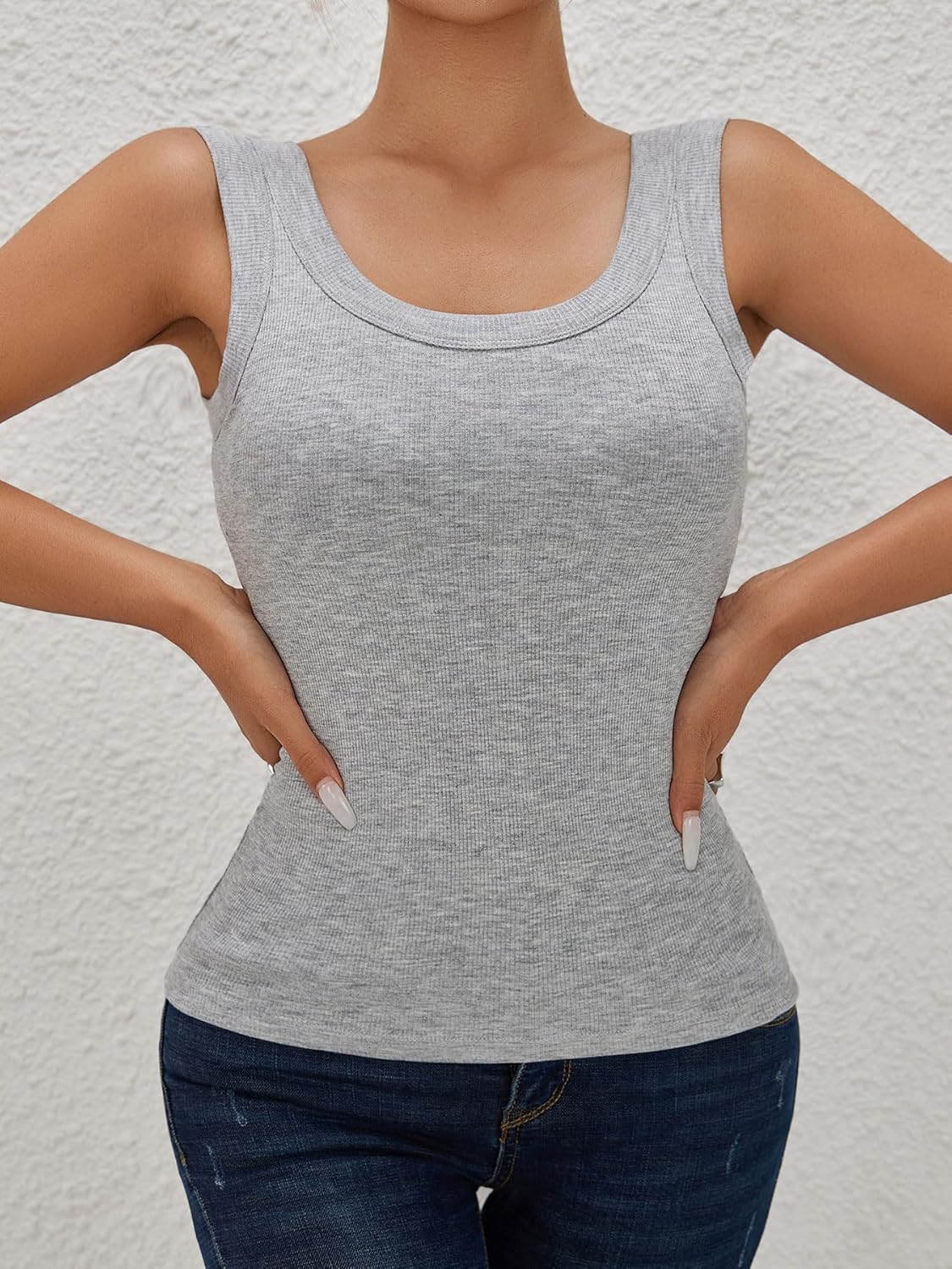 Womens Ribbed Tank Tops with Built in Bra